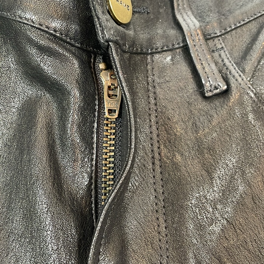 Frame 100% Leather Le Skinny de Jeanne Jeans Size 27 Black Luxury Jeans - Picture 9 of 14